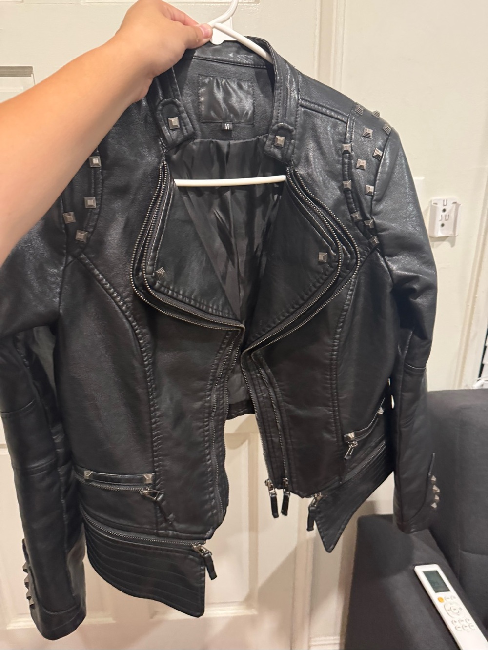 Black Studded Moto Jacket - Women